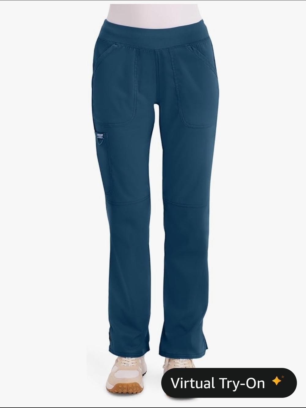 Closet Clearance! Cherokee Carribean Blue  Wide Leg Cargo Scrub Pants - Picture 3 of 12